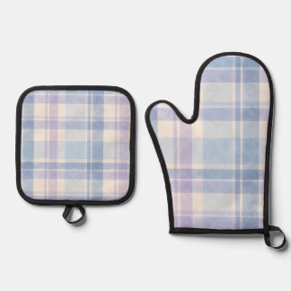Zachte Waterverf Pastel Plaid Ovenwant & Pannenlap Set