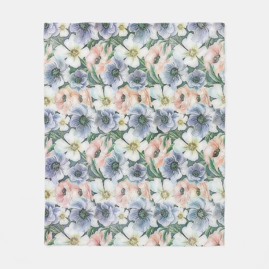 Zachte waterverf pastelfloraal fleece deken (Voorkant)