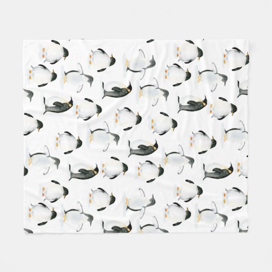 Zachte Waterverf Penguin Fleece Throw (Voorkant (Horizontaal))