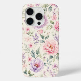 Zachte Waterverf Pioen Bloemen iPhone 15 Pro Case