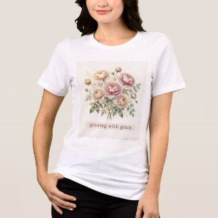 Zachte Waterverf Pioenboeket met "Groeiend Tri-Blend Shirt