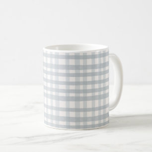 Zachte waterverf plaid patroon in neutraal blauw g koffiemok
