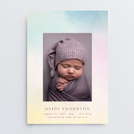 Zachte waterverf rand foto regenboog baby geboorte aankondiging