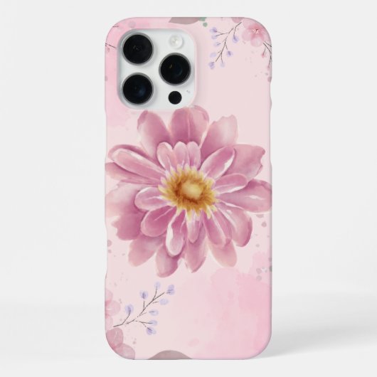 'Zachte Waterverf Roze Bloem' iPhone 16 Pro Max Hoesje (Achterkant)