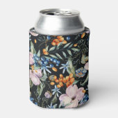 Zachte Waterverf: Roze Bloemenbessen Blikjeskoeler (Blikje Voorkant)