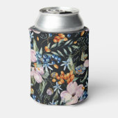 Zachte Waterverf: Roze Bloemenbessen Blikjeskoeler (Blikje Achterkant)