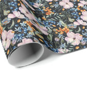 Zachte Waterverf: Roze Bloemenbessen Cadeaupapier (Rol Hoek)