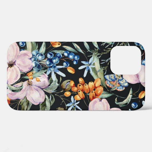Zachte Waterverf: Roze Bloemenbessen Case-Mate iPhone Case (Achterkant (horizontaal))
