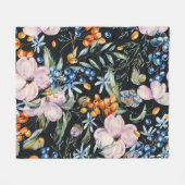 Zachte Waterverf: Roze Bloemenbessen Fleece Deken (Voorkant (Horizontaal))