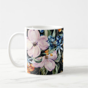 Zachte Waterverf: Roze Bloemenbessen Koffiemok
