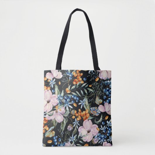 Zachte Waterverf: Roze Bloemenbessen Tote Bag (Voorkant)
