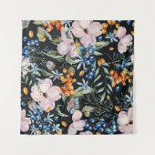 Zachte Waterverf: Roze Bloemenbessen Wandkleed (Voorkant (horizontaal))