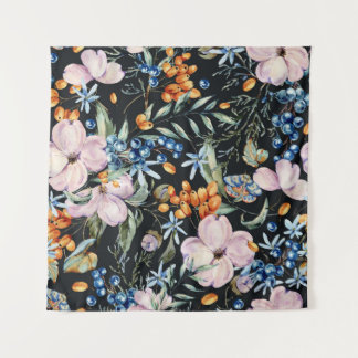 Zachte Waterverf: Roze Bloemenbessen Wandkleed