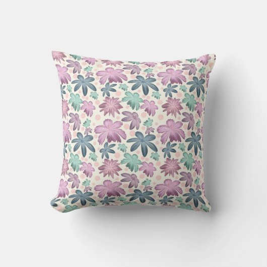 Zachte Waterverf Roze Bloemmotief | Behang Kussen (Voorkant)