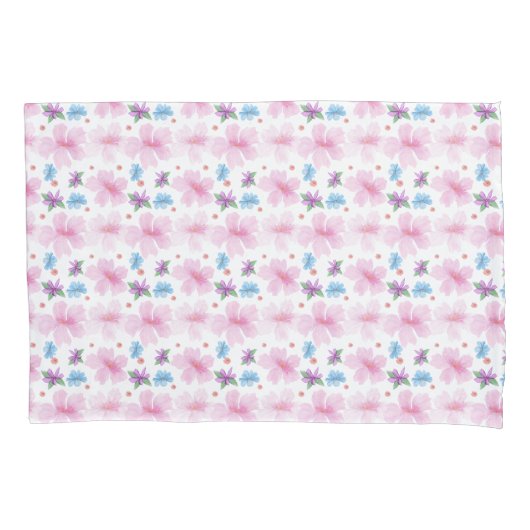 Zachte Waterverf Roze Bloemmotief Kussensloop (Voorkant)