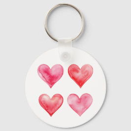 Zachte Waterverf Roze Rode Hart Valentijnsdag Brui Sleutelhanger