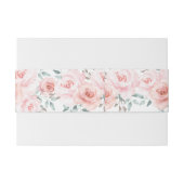 Zachte Waterverf roze rozen + groen Uitnodigingen Wikkel (Achterkant Voorbeeld)