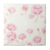 Zachte Waterverf Rozen en pioenen Tegeltje (Voorkant)