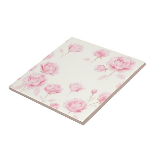 Zachte Waterverf Rozen en pioenen Tegeltje (Zijkant)