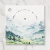 Zachte Waterverf Sneeuwberglandschap Bruiloft Bedankjes Labels (Voorkant)