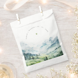 Zachte Waterverf Sneeuwberglandschap Bruiloft Bedankzakje