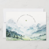 Zachte Waterverf Sneeuwberglandschap Bruiloft Kaart (Achterkant)