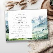 Zachte Waterverf Sneeuwberglandschap Bruiloft Kaart