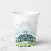 Zachte Waterverf Sneeuwberglandschap Bruiloft Papieren Bekers (Rechts)
