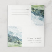 Zachte Waterverf Sneeuwberglandschap Bruiloft Plaatskaartje (Buitenkant ongevouwen)