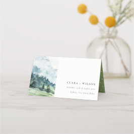 Zachte Waterverf Sneeuwberglandschap Bruiloft Plaatskaartje