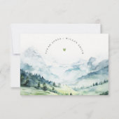Zachte Waterverf Sneeuwberglandschap Bruiloft RSVP Kaartje (Achterkant)