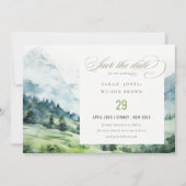 Zachte Waterverf Sneeuwberglandschap Bruiloft Save The Date (Voorkant)