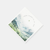 Zachte Waterverf Sneeuwberglandschap Bruiloft Servet (Hoek)