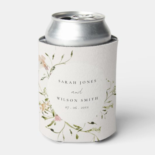 Zachte Waterverf van de Beemdweide Floral Wreath W Blikjeskoeler (Blikje Voorkant)