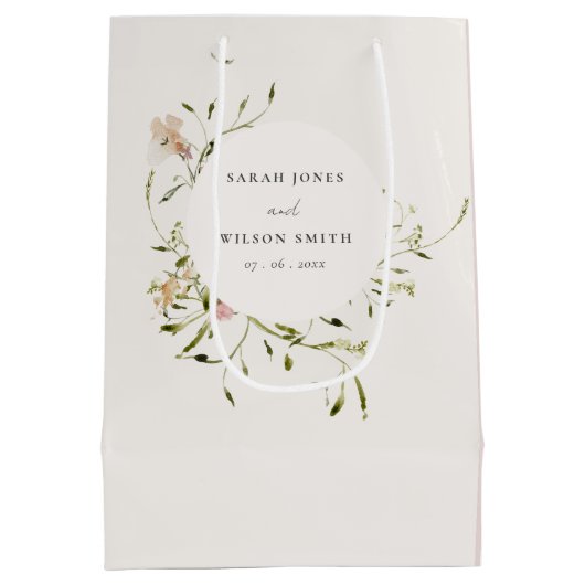 Zachte Waterverf van de Beemdweide Floral Wreath W Medium Cadeauzakje (Achterkant)