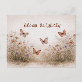 Zachte Waterverf Weide met Wilde Bloemen en Vlinde Briefkaart