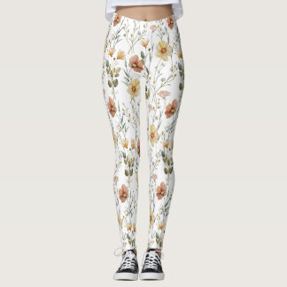 Zachte waterverf wilde bloem botanische boho-patro leggings