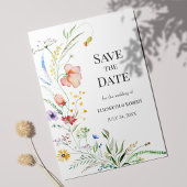 Zachte Waterverf Wilde Bloemen Save the Date Kaart
