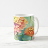 Zachte Waterverf Zinnia Floral Koffiemok (Voorkant rechts)