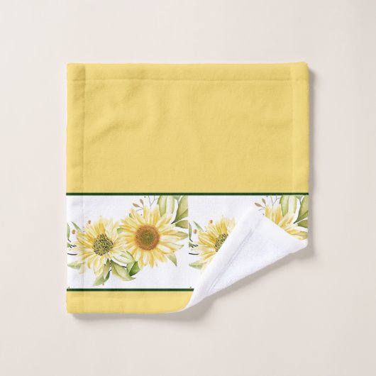 Zachte waterverf zonnebloemen bad handdoek (Wasdoekje)