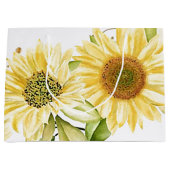 Zachte waterverf zonnebloemen groot cadeauzakje (Voorkant)