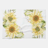 Zachte waterverf zonnebloemen theedoek (Horizontaal)