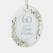 Zachte waterverfbladeren 60ste verjaardag keramisch ornament (Rechts)