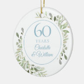 Zachte waterverfbladeren 60ste verjaardag keramisch ornament (Links)