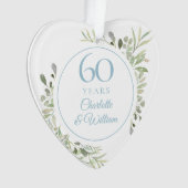 Zachte waterverfbladeren 60ste verjaardag ornament (voorkant)