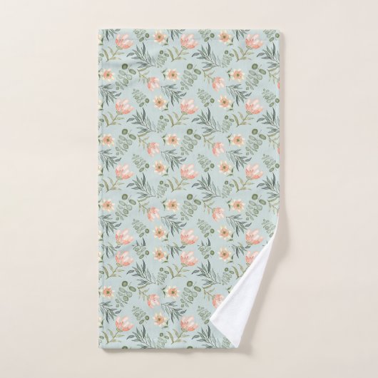Zachte waterverven bloemen en bladeren Dekdoekset Bad Handdoek (Handdoek)