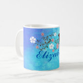 Zachte Waterverven in Helderblauw Gepersonaliseerd Koffiemok (Voorkant links)