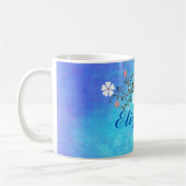 Zachte Waterverven in Helderblauw Gepersonaliseerd Koffiemok (Links)