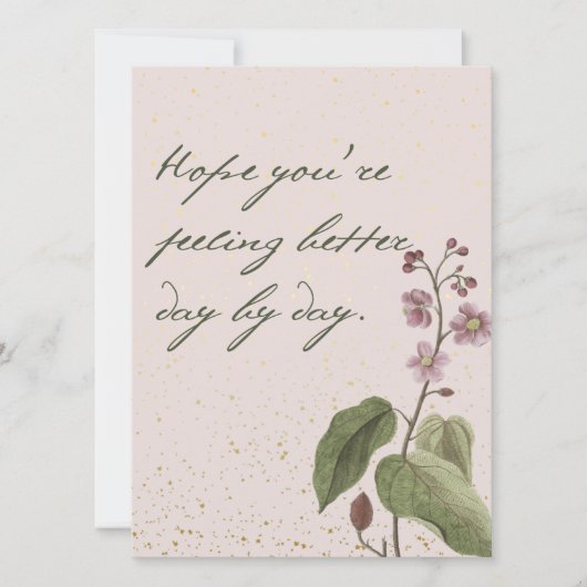 Zachte wazige roze en goudbloemen met bericht (Voorkant)