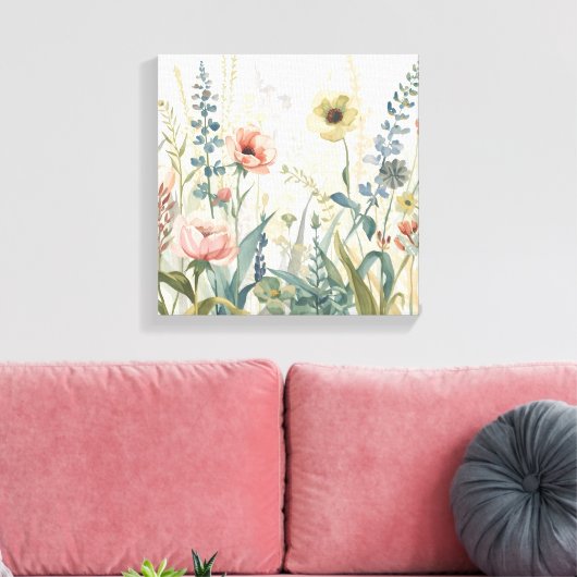 Zachte Weide Indruk – Waterverf Botanische Muur Canvas Afdruk (Insitu (Woonkamer))